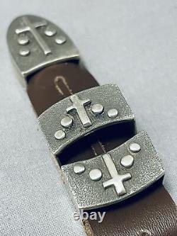 Magnificent Vintage Navajo Sterling Silver Buckle With Retainers And Tip