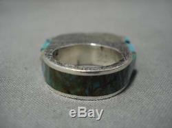 Magnificent Vintage Navajo Turquoise Sterling Silver Native American Ring Old
