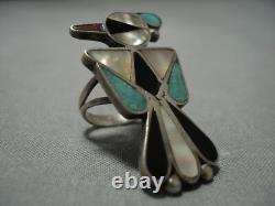 Magnificent Vintage Zuni Turquoise Sterling Silver Ring Old