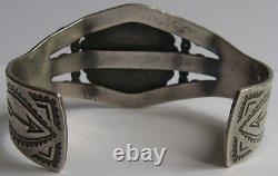 Maisels Vintage Navajo Indian Sterling Stamped Arrows Turquoise Cuff Bracelet