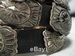 Marvelous Vintage Navajo Hand Wrought Sterling Silver Concho Belt Old