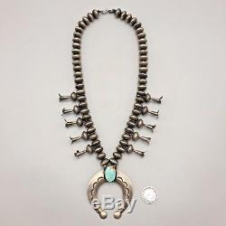 Mercury Dime Bead and Turquoise Squash Blossom Necklace A Vintage Item