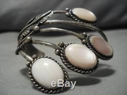 Museum Quality! Vintage Navajo Pink Shell Sterling Silver Bracelet Old