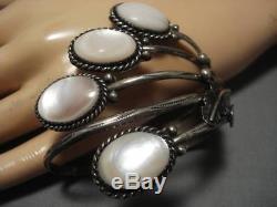 Museum Quality! Vintage Navajo Pink Shell Sterling Silver Bracelet Old