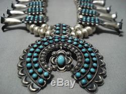 Museum Turquoise Vintage Navajo Sterling Silver Squash Blossom Necklace Bracelet