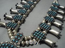 Museum Turquoise Vintage Navajo Sterling Silver Squash Blossom Necklace Bracelet