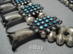 Museum Turquoise Vintage Navajo Sterling Silver Squash Blossom Necklace Bracelet