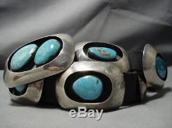 Museum Vintage Navajo Blue Carico Lake Turquoise Sterling Silver Concho Belt