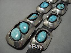 Museum Vintage Navajo Blue Carico Lake Turquoise Sterling Silver Concho Belt