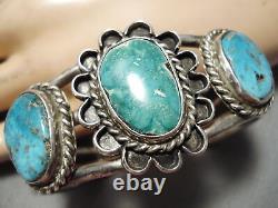 Museum Vintage Navajo Carico Lake Turquois Estelring Silver Bracelet Old