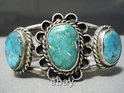 Museum Vintage Navajo Carico Lake Turquois Estelring Silver Bracelet Old