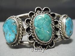 Museum Vintage Navajo Carico Lake Turquois Estelring Silver Bracelet Old