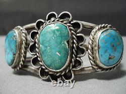 Museum Vintage Navajo Carico Lake Turquois Estelring Silver Bracelet Old