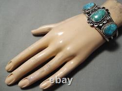 Museum Vintage Navajo Carico Lake Turquois Estelring Silver Bracelet Old