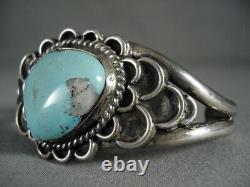 Museum Vintage Navajo Sky Blue Turquoise Silver Bracelet