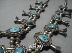 Museum Vintage Navajo Turquoise Sterling Silver Squash Blossom Necklace Old