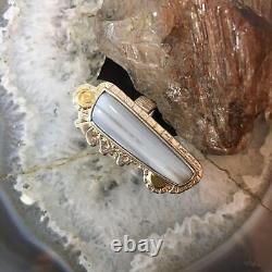 Myron Pantea Vintage Sterling/14K Gold Blue Lace Agate Ring In Variety of Sizes