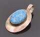 NAVAJO 925 Silver Vintage Native American Trolleite Oval Pendant PT22168