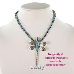 NAVAJO PEARLS Necklace TURQUOISE Sterling Silver Antiqued 5-6mm Beads 16in