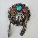 NAVAJO VINTAGE STERLING JEWELLERY TURQUOISE and CORAL PENDANT BY JEAN DIXON