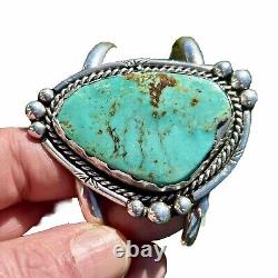 Native American Apache Navajo Turquoise Cuff Bracelet 1978 Hollywood Regency