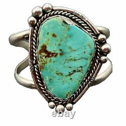 Native American Apache Navajo Turquoise Cuff Bracelet 1978 Hollywood Regency