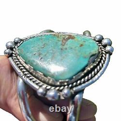 Native American Apache Navajo Turquoise Cuff Bracelet 1978 Hollywood Regency