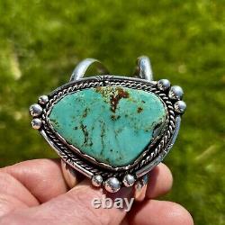 Native American Apache Navajo Turquoise Cuff Bracelet 1978 Hollywood Regency