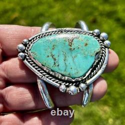 Native American Apache Navajo Turquoise Cuff Bracelet 1978 Hollywood Regency