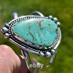 Native American Apache Navajo Turquoise Cuff Bracelet 1978 Hollywood Regency