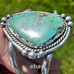 Native American Apache Navajo Turquoise Cuff Bracelet 1978 Hollywood Regency