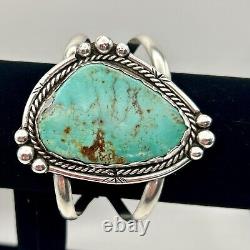 Native American Apache Navajo Turquoise Cuff Bracelet 1978 Hollywood Regency