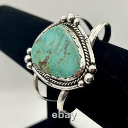 Native American Apache Navajo Turquoise Cuff Bracelet 1978 Hollywood Regency