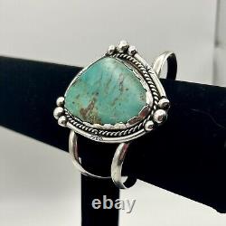 Native American Apache Navajo Turquoise Cuff Bracelet 1978 Hollywood Regency