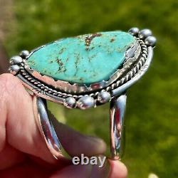 Native American Apache Navajo Turquoise Cuff Bracelet 1978 Hollywood Regency