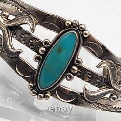 Native American Cuff Bracelet Sterling Silver Fred Harvey Era Bell Trading Read