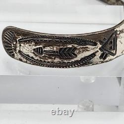 Native American Cuff Bracelet Sterling Silver Fred Harvey Era Bell Trading Read