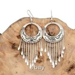Native American Earrings SILVER PUEBLO Navajo Sterling Vintage Long Dangle
