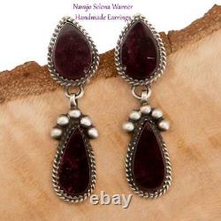 Native American Earrings Sterling Silver Autumn Twilight Purple Spiny Oyster