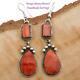 Native American Earrings Sterling Silver Southwest SUNSET Red Spiny Oyster