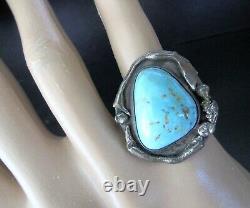 Native American Genuine Turquoise Sterling Silver Vintage Ring Size 6