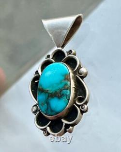 Native American Handmade Navajo Pendent Sterling Silver Kingman Turquoise