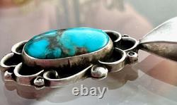 Native American Handmade Navajo Pendent Sterling Silver Kingman Turquoise