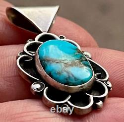 Native American Handmade Navajo Pendent Sterling Silver Kingman Turquoise