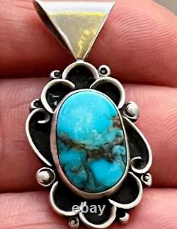 Native American Handmade Navajo Pendent Sterling Silver Kingman Turquoise