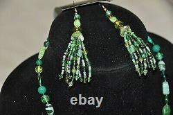 Native American Indian Glass Trade Beads Jewelry Necklace, vintage with earrings