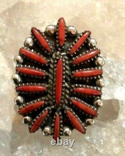 Native American Indian Jewelry Sterling Silver Red Coral Vintage Pendant