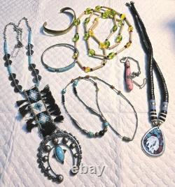 Native American Jewelry Lot Squash Blossom Fetish Bead Southwest Artisian Vtg