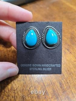 Native American Jewelry Turquoise Earrings Women's Sterling Silver NEW Vintage