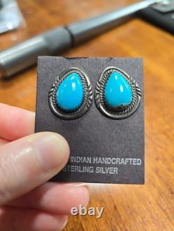 Native American Jewelry Turquoise Earrings Women's Sterling Silver NEW Vintage